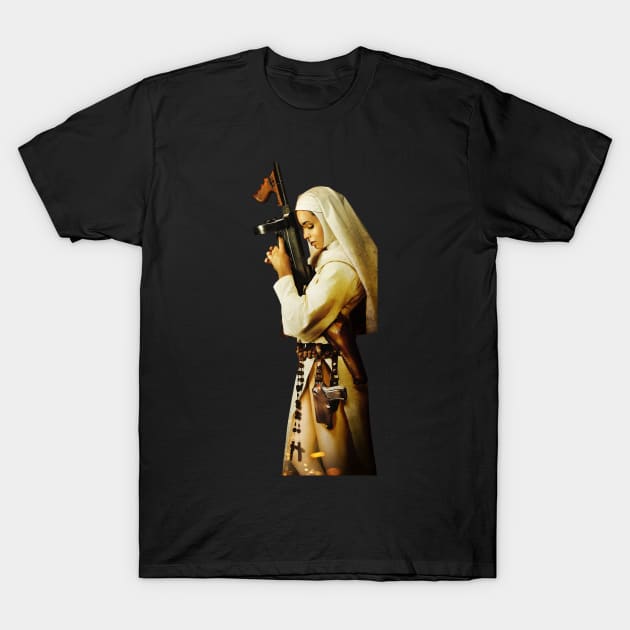 Guzman - Nude Nuns with Big Guns T-Shirt by Ebonrook Designs